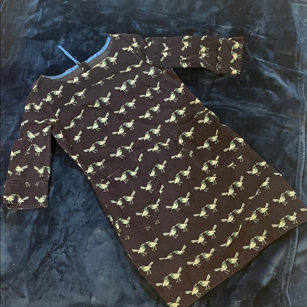 Boden Blue Dress with Bird Pattern